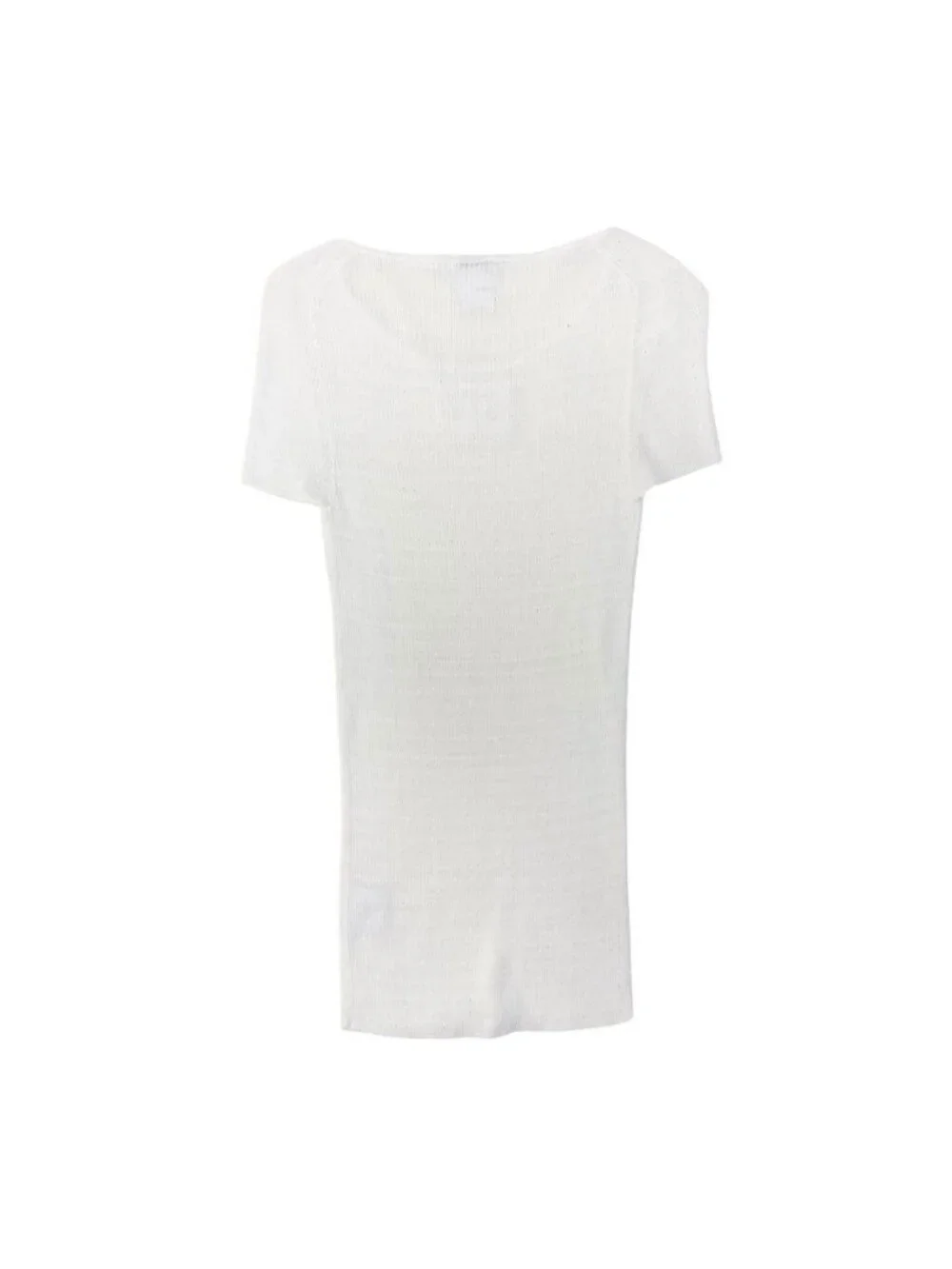 Chanel CC Logo Summer Knit Tunic Length White Sweater 40
